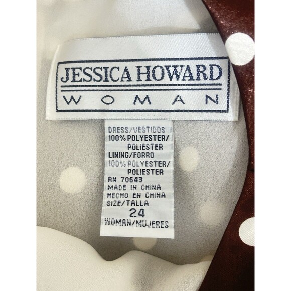 Jessica Howard Womens 24 Brown Polka Dot Maxi Dress with Belt - Picture 7 of 9